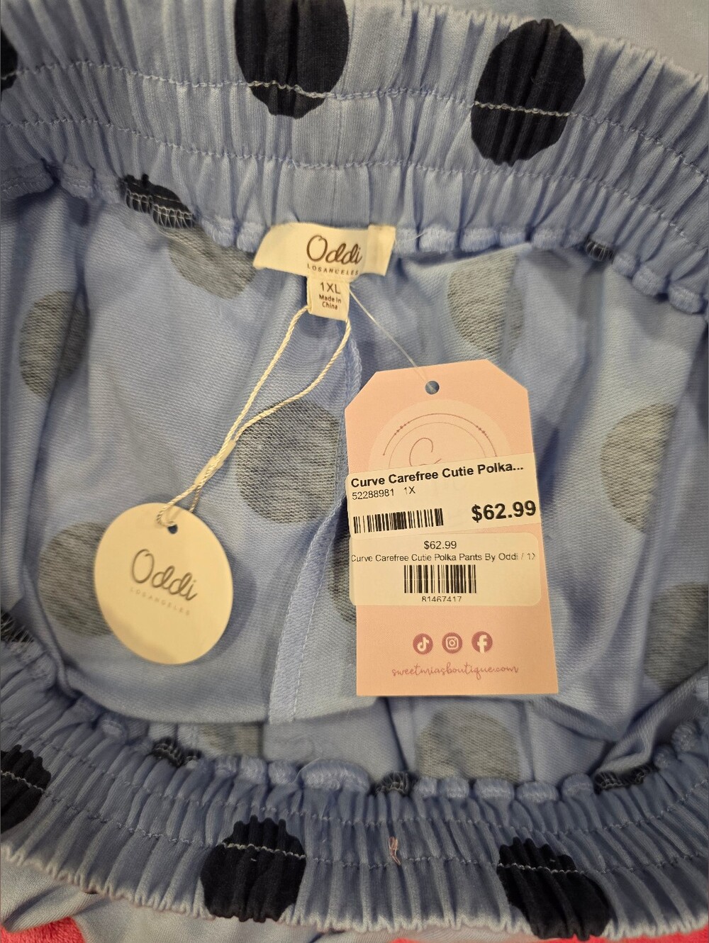 Oddi Blue Polka Dot Wide Leg Cropped Pants - Picture 6 of 9